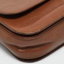 Pre Owned Yves Saint Laurent Brown Leather Large Chyc Flap Shoulder Bag