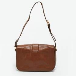 Pre Owned Yves Saint Laurent Brown Leather Large Chyc Flap Shoulder Bag
