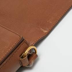 Pre Owned Yves Saint Laurent Brown Leather Large Chyc Flap Shoulder Bag