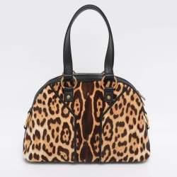 Pre Owned Yves Saint Laurent Beige/Black Calfhair and Leather Muse Bag