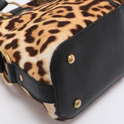 Pre Owned Yves Saint Laurent Beige/Black Calfhair and Leather Muse Bag