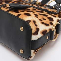 Pre Owned Yves Saint Laurent Beige/Black Calfhair and Leather Muse Bag