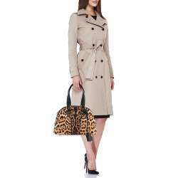 Pre Owned Yves Saint Laurent Beige/Black Calfhair and Leather Muse Bag