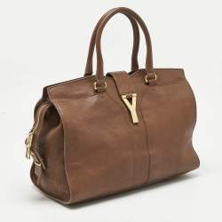 Pre Owned Yves Saint Laurent Brown Leather Medium Cabas Chyc Tote