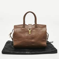 Pre Owned Yves Saint Laurent Brown Leather Medium Cabas Chyc Tote