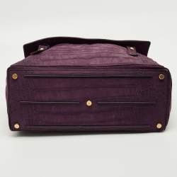 مملوكة مسبقًا Yves Saint Laurent Purple Croc Embossed Leather and Suede Muse Two Top Handle Bag