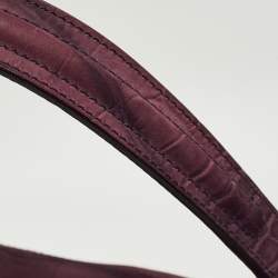 مملوكة مسبقًا Yves Saint Laurent Purple Croc Embossed Leather and Suede Muse Two Top Handle Bag