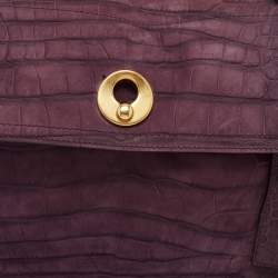 مملوكة مسبقًا Yves Saint Laurent Purple Croc Embossed Leather and Suede Muse Two Top Handle Bag