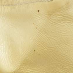 Pre Owned Yves Saint Laurent Light Yellow Patent Leather Floral Applique Downtown Tote