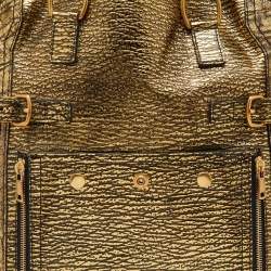 Pre Owned Yves Saint Laurent Metallic Gold/Black Leather Downtown Tote