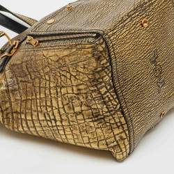 Pre Owned Yves Saint Laurent Metallic Gold/Black Leather Downtown Tote