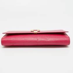 Pre Owned Yves Saint Laurent Fuchsia Leather Ligne Y Clutch