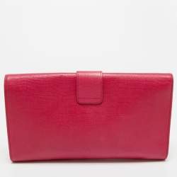 Pre Owned Yves Saint Laurent Fuchsia Leather Ligne Y Clutch