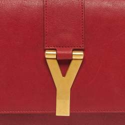 Pre Owned Yves Saint Laurent Red Leather Ligne Y Clutch