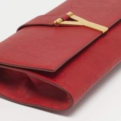 Pre Owned Yves Saint Laurent Red Leather Ligne Y Clutch