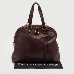 Pre Owned Yves Saint Laurent Burgundy Leather Oversized Muse Bag