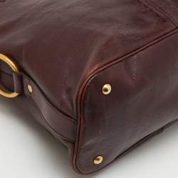 Pre Owned Yves Saint Laurent Burgundy Leather Oversized Muse Bag