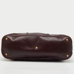 Pre Owned Yves Saint Laurent Burgundy Leather Oversized Muse Bag