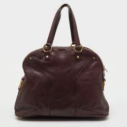 Pre Owned Yves Saint Laurent Burgundy Leather Oversized Muse Bag