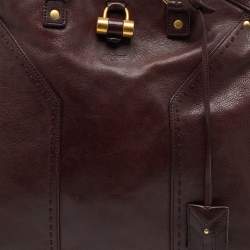 Pre Owned Yves Saint Laurent Burgundy Leather Oversized Muse Bag