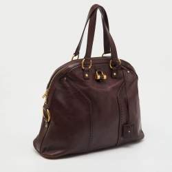 Pre Owned Yves Saint Laurent Burgundy Leather Oversized Muse Bag