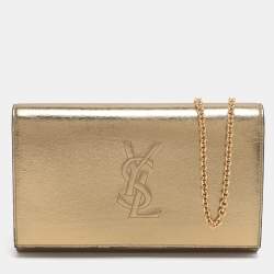 Pre Owned Yves Saint Laurent Gold Leather Belle de Jour Chain Clutch