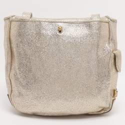 Pre Owned Yves Saint Laurent Metallic Gold Leather Besace Shoulder Bag