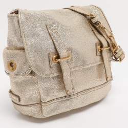 Pre Owned Yves Saint Laurent Metallic Gold Leather Besace Shoulder Bag