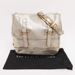 Pre Owned Yves Saint Laurent Metallic Gold Leather Besace Shoulder Bag