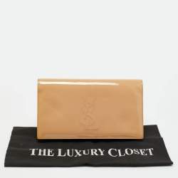 Pre Owned Yves Saint Laurent Beige Patent Leather Belle De Jour Clutch