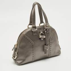 Pre Owned Yves Saint Laurent Grey Satin Mini Muse Satchel