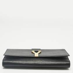 Pre Owned Yves Saint Laurent Black Leather Y-Ligne Clutch