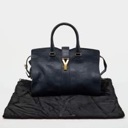 Pre Owned Yves Saint Laurent Navy Blue Leather Medium Cabas Y-Ligne Tote