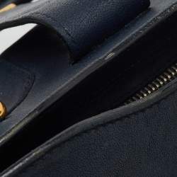 Pre Owned Yves Saint Laurent Navy Blue Leather Medium Cabas Y-Ligne Tote