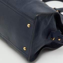 Pre Owned Yves Saint Laurent Navy Blue Leather Medium Cabas Y-Ligne Tote
