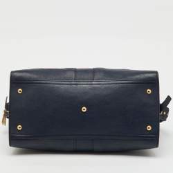 Pre Owned Yves Saint Laurent Navy Blue Leather Medium Cabas Y-Ligne Tote