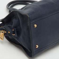 Pre Owned Yves Saint Laurent Navy Blue Leather Medium Cabas Y-Ligne Tote