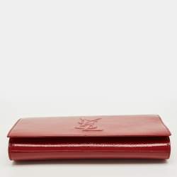 Pre Owned Saint Laurent Red Patent Leather Belle De Jour Flap Clutch