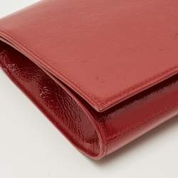 Pre Owned Saint Laurent Red Patent Leather Belle De Jour Flap Clutch