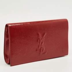 Pre Owned Saint Laurent Red Patent Leather Belle De Jour Flap Clutch