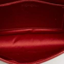 Pre Owned Saint Laurent Red Patent Leather Belle De Jour Flap Clutch