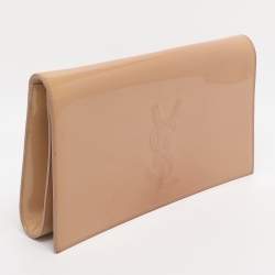 Pre Owned Yves Saint Laurent Beige Patent Leather Belle De Jour Flap Clutch