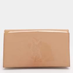 Pre Owned Yves Saint Laurent Beige Patent Leather Belle De Jour Flap Clutch