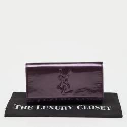 Pre Owned Yves Saint Laurent Purple Patent Leather Belle De Jour Flap Clutch