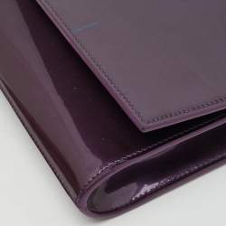 Pre Owned Yves Saint Laurent Purple Patent Leather Belle De Jour Flap Clutch
