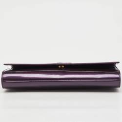 Pre Owned Yves Saint Laurent Purple Patent Leather Belle De Jour Flap Clutch