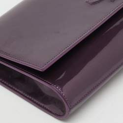 Pre Owned Yves Saint Laurent Purple Patent Leather Belle De Jour Flap Clutch