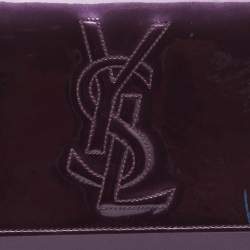 Pre Owned Yves Saint Laurent Purple Patent Leather Belle De Jour Flap Clutch