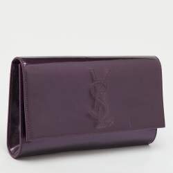 Pre Owned Yves Saint Laurent Purple Patent Leather Belle De Jour Flap Clutch