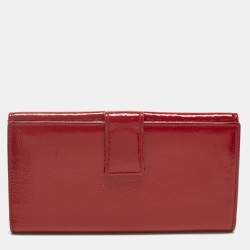 Pre Owned Yves Saint Laurent Red Patent Leather Belle De Jour Continental Wallet